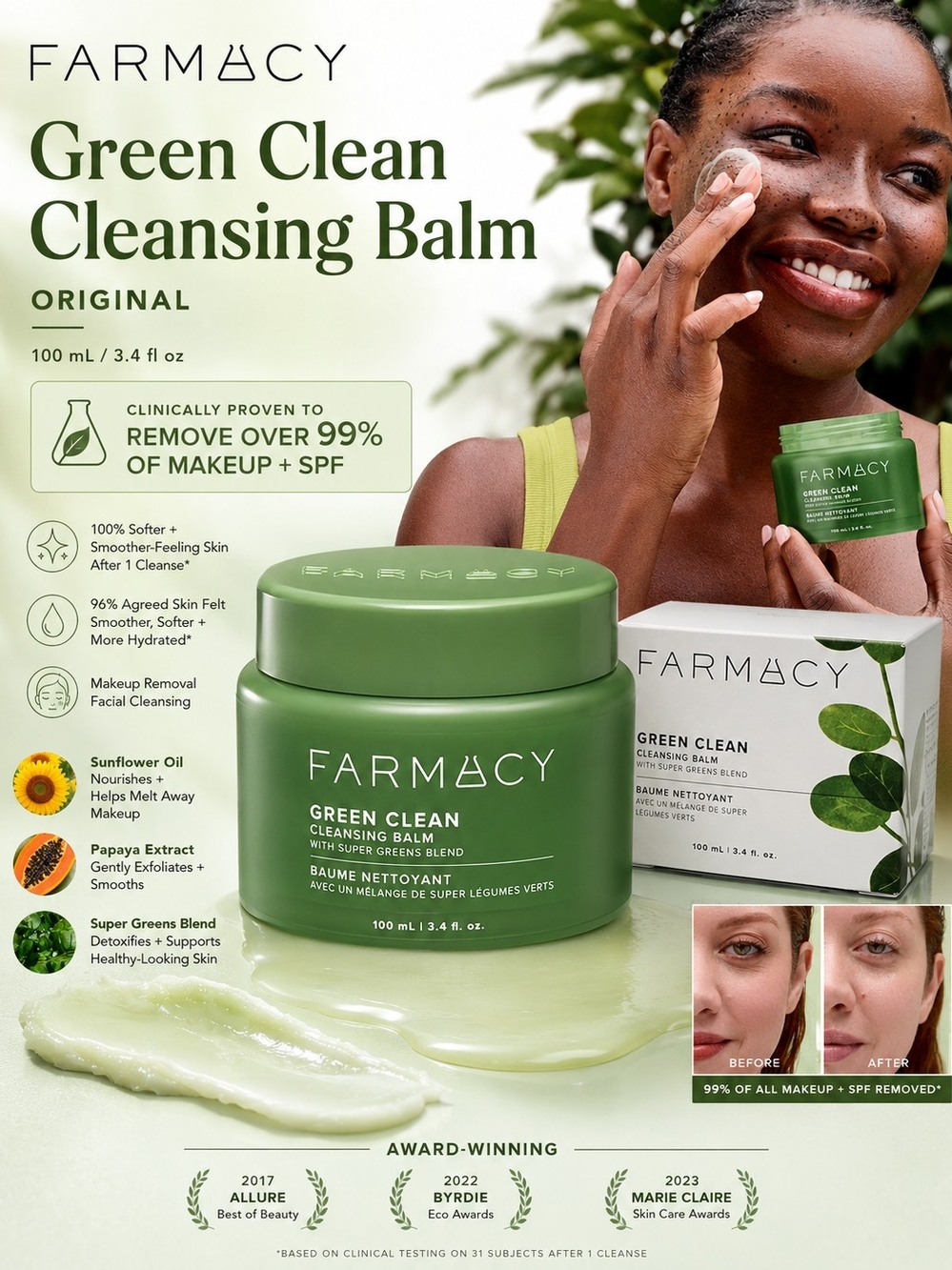 Farmacy Green Clean Cleansing Balm – Original, Green